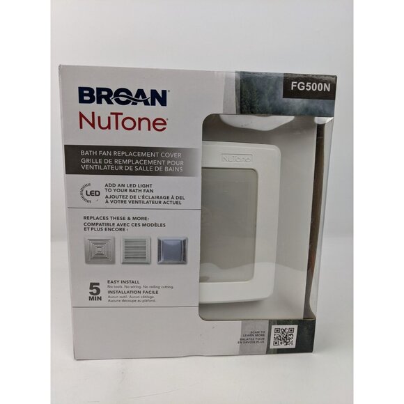 Broan NuTone Quick Install Bathroom Fan Replacement Cover W/ Light Model FG500N - Picture 1 of 11